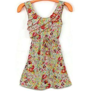 No Boundaries Sundress Floral Beige Red Yellow Green S‎ Small 3 5